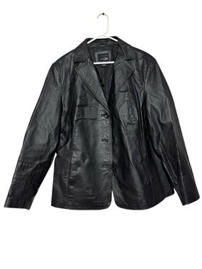 East 5th Black Leather Blazer Jacket Women Plus Size 1X Classic Fall Chic Biker